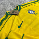 Camisa de Time Seleção Brasileira Amarela Retrô Lisa (Personalizada) Ronaldo