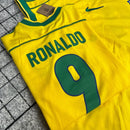 Camisa de Time Seleção Brasileira Amarela Retrô Lisa (Personalizada) Ronaldo